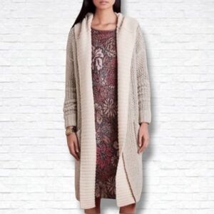 Anthropologie X Sleeping On Snow Long Length Duster Hooded Cardigan Size XS